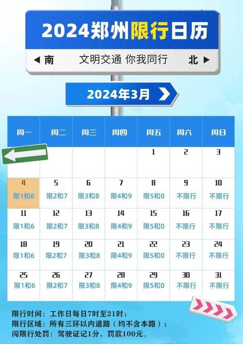 郑州限行日历/郑州限行日历2024年4月