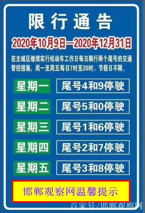 【邯郸限行尾号,邯郸限行尾号2024】-第4张图片