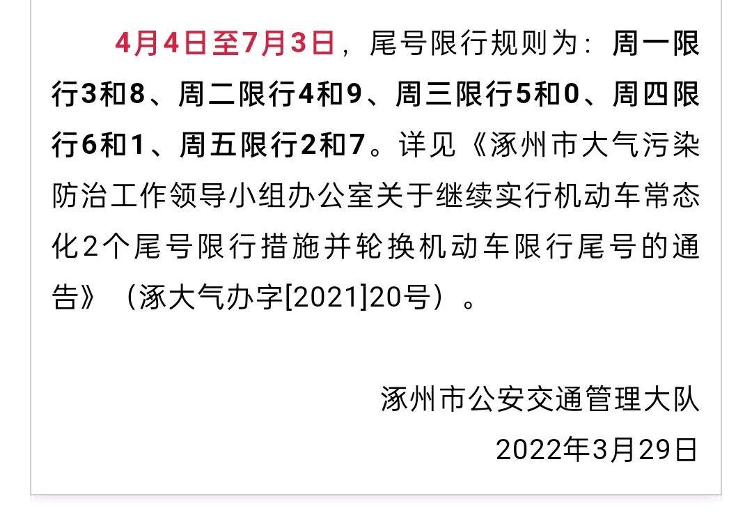 涿州限号通知最新通知,涿州限号2021年1月最新限号-第2张图片 涿州限号通知最新通知,涿州限号2021年1月最新限号-第2张图片